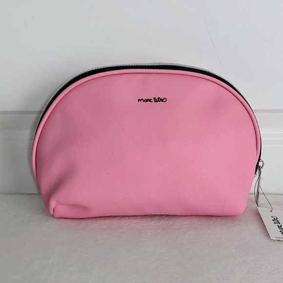 marc tetro Golden Retriever Large Cosmetic Case Pouch Bag PVC Saffiano Pink NWT - Picture 6 of 12